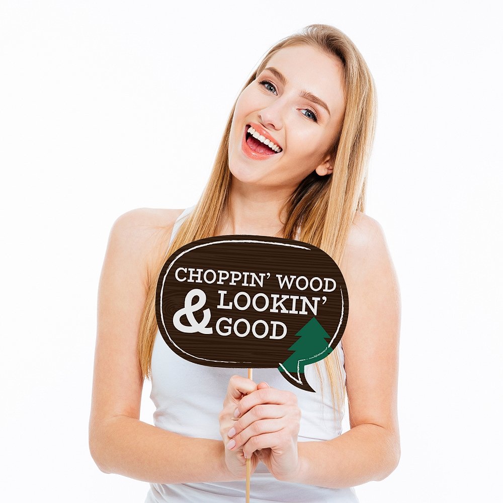 Big Dot Of Happiness Funny Lumberjack - Channel The Flannel - Buffalo Plaid Photo Booth Props Kit - 10 Piece